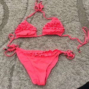 H&M Hot Pink Ruffle Bikini Set